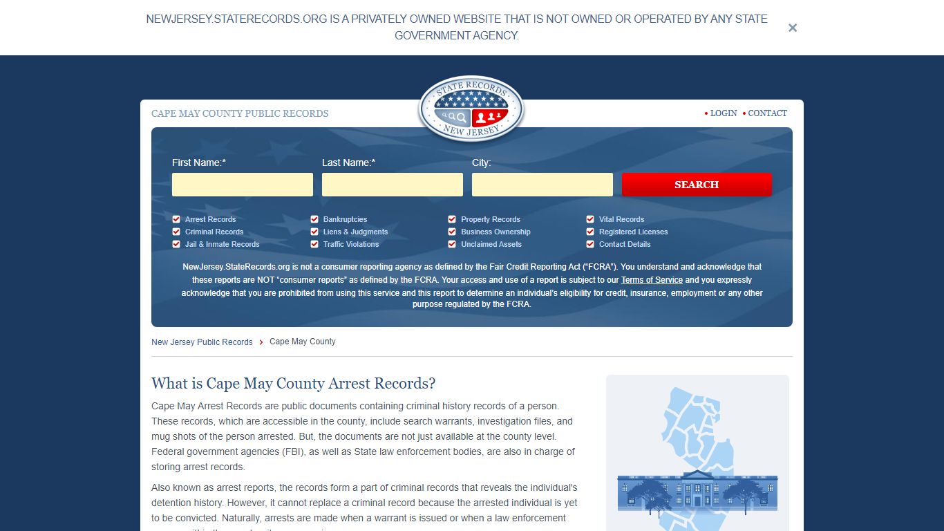 Cape May County Arrest, Court, and Public Records | StateRecords.org